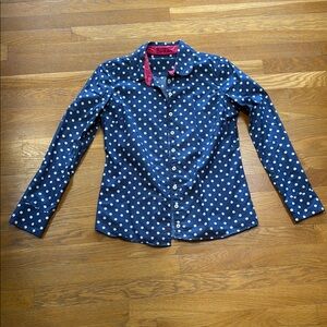 Blue Polka Dot Button-Up Shirt